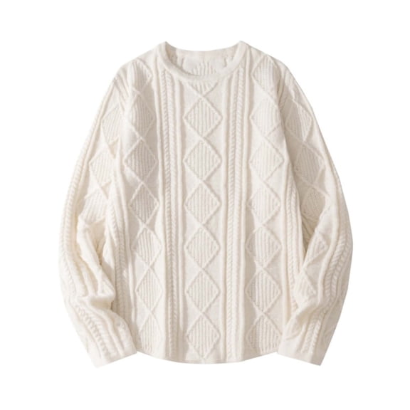 Ceisia Men's Fall/Winter Gift Casual Solid Color Knitted Fabric Round Neck Long Sleeve Sweater - Comfortable Daily Outdoor Wear