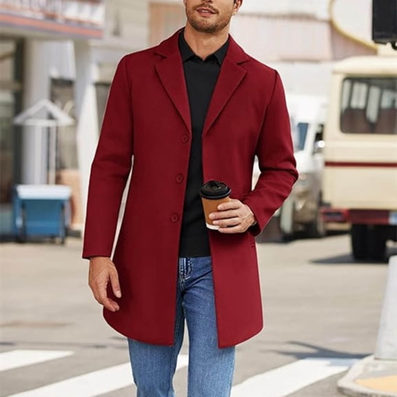 Ceisia Men's Fashion Lapel Casual Suit Jacket with Pockets Solid Color Long Gift Sleeved Outerwear