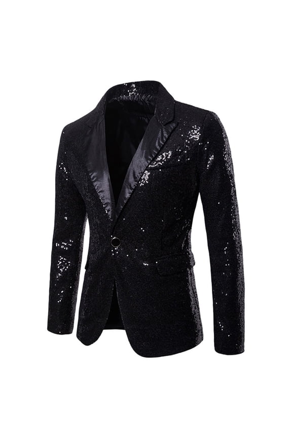 Men's Fashion Solid Color Long Sleeved Lapel Sequin Breasted Suit JacketFeatures: It is made of Gift