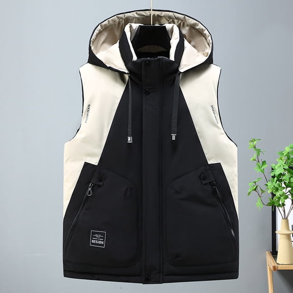 Ceisia Men's Fashion Stand Collar Zipper Sleeveless Tank with Pockets Versatile Casual Gift Outerwear