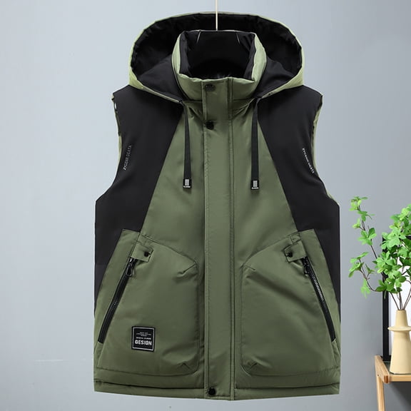 Ceisia Men's Fashion Stand Collar Zipper Sleeveless Tank with Pockets Versatile Casual Gift Outerwear