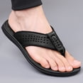 thumbnail image 1 of Ceisia Men's Fashion Summer Thong Flip Flops Breathable Hollow Genuine Leather Soft Sole Open Toe Beach Slides Casual Comfort Non-Slip Outdoor Daily Gifts for Father, 1 of 6