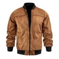 thumbnail image 1 of Ceisia Men's Faux Suede Bomber Jacket Casual Warm Zip Up Outerwear with Ribbed Trim Brown M Gifts, 1 of 9