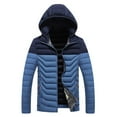 thumbnail image 1 of Ceisia Men's Fitted Hooded Quilted Jacket Casual Color Block Long Sleeve Parka Gift with Zipper Pockets, 1 of 3