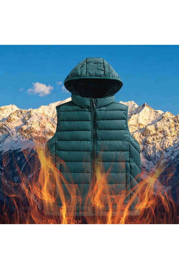 Men's Fleece Lined Sleeveless Waistcoat with Detachable Cap Zipper Pockets Casual Gift Hooded Outerwear