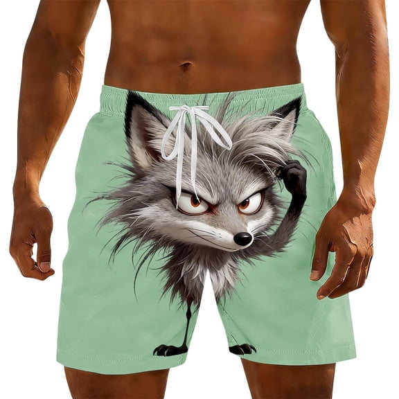 Ceisia Men's Funny Animal Print Beach Shorts Novelty Drawstring Swim Trunks with Hidden Pocket Quick Dry Summer Bottoms Gifts for Father