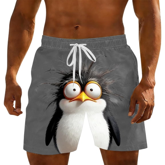 Ceisia Men's Funny Animal Print Beach Shorts Novelty Drawstring Swim Trunks with Hidden Pocket Quick Dry Summer Bottoms Gifts for Father
