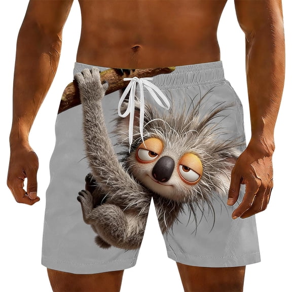 Ceisia Men's Funny Animal Print Beach Shorts Novelty Drawstring Swim Trunks with Hidden Pocket Quick Dry Summer Bottoms Gifts for Father