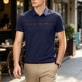 thumbnail image 1 of Ceisia Men's Geometric Print Short Sleeve Polo Shirts With Chest Pocket Navy XL Gift, 1 of 9