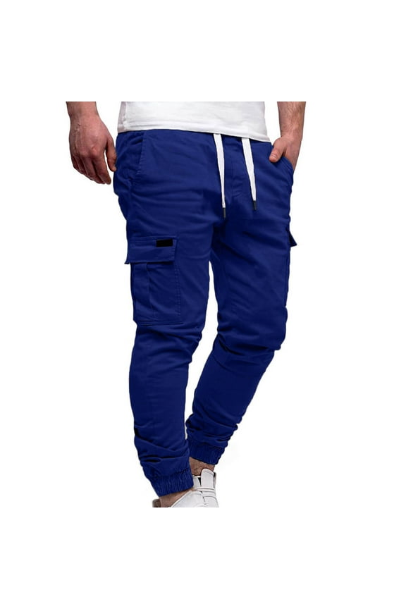 Men's Gift Cargo Joggers Slim Fit Mid-Rise Elastic Waist Nylon Spandex High Stretch Cuffed Ankles Cargo Pants