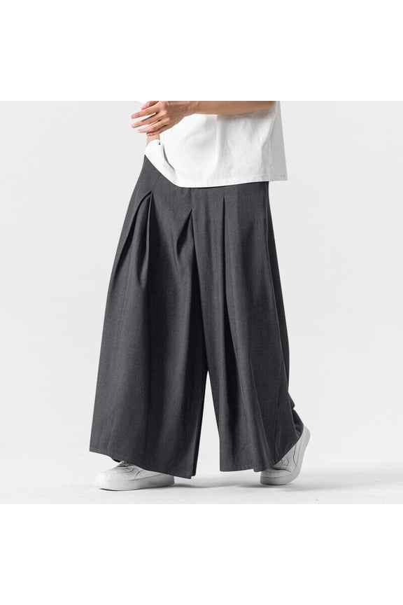 Men's Gift Oversized Wide-Leg Maxi Pants Waist Pleats Drapey Casual Solid Multi-Color