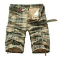 thumbnail image 1 of Ceisia Men's Gift Relaxed Plaid Cargo Shorts Mid-Rise Belt Waist Snap Button Drawstring Hem Shorts, 1 of 5