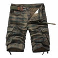thumbnail image 1 of Ceisia Men's Gift Relaxed Plaid Cargo Shorts Mid-Rise Belt Waist Snap Button Drawstring Hem Shorts, 1 of 7