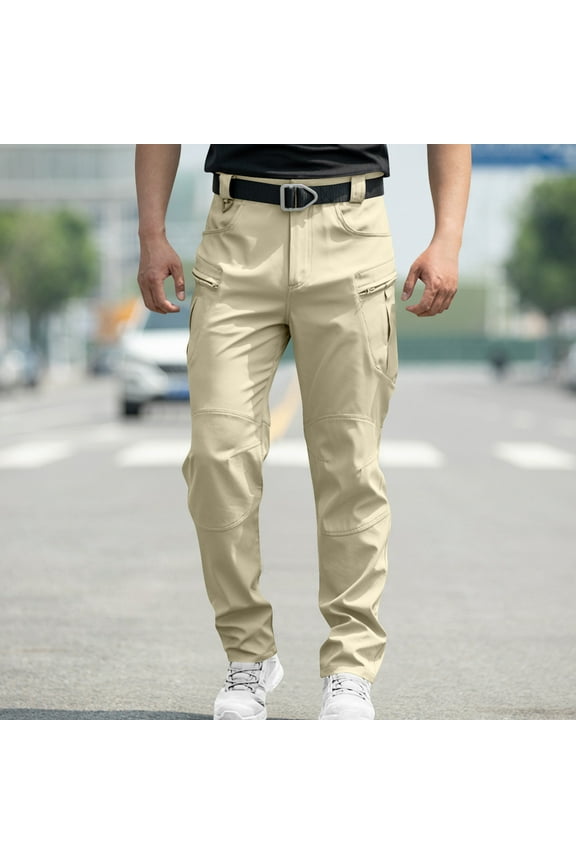 Men's Gift Slim Tactical Cargo Pants Abrasion-resistant Multiple Pockets Knee Patch Multi-Color