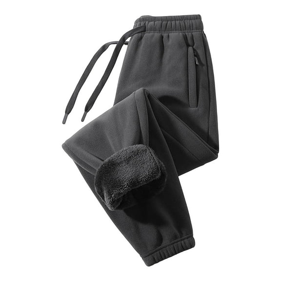 Ceisia Men's Gift Solid Color Elastic Drawstring Warm Casual Athletic Full Length Pants