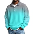 thumbnail image 1 of Ceisia Men's Gradient Print Waffle Knit Polo Sweater | Loose Drop-Shoulder Long Sleeve Casual Pullover Gifts, 1 of 2