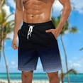 thumbnail image 1 of Ceisia Men's Gradient Stripe Print Beach Shorts Elastic Waist Drawstring Side Pockets Casual Summer Swim Trunks Bottoms Blue XXL Gifts for Father, 1 of 5