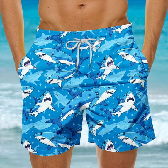 Ceisia Men's Hawaiian Leaf Print Beach Swim Shorts with Pockets Quick Dry Elastic Waist Drawstring Summer Trunks Gifts for Father Multicolor 4X