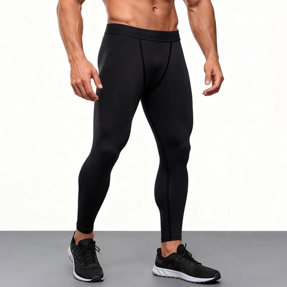 Ceisia Men's High Elastic Compression Leggings Quick Dry Breathable Athletic Base Layer Pants Black XXL Gifts