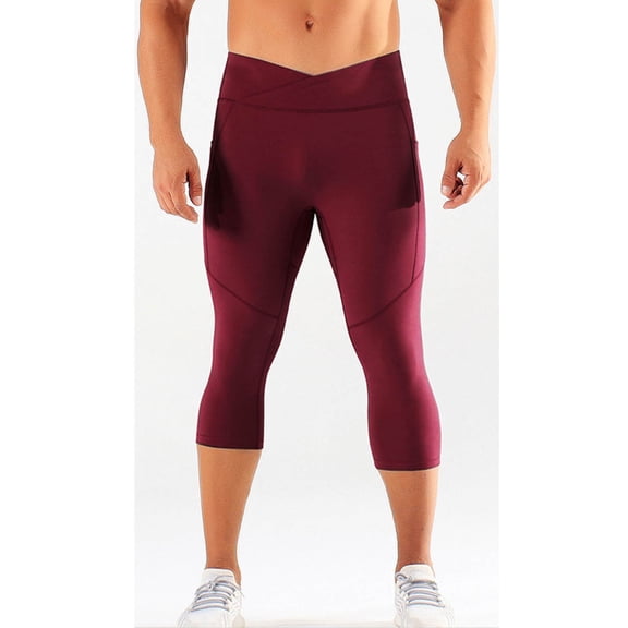 Ceisia Men's High-Waisted Yoga Leggings, Solid Color Elastic for Gift Fitness Running & Cycling Activities