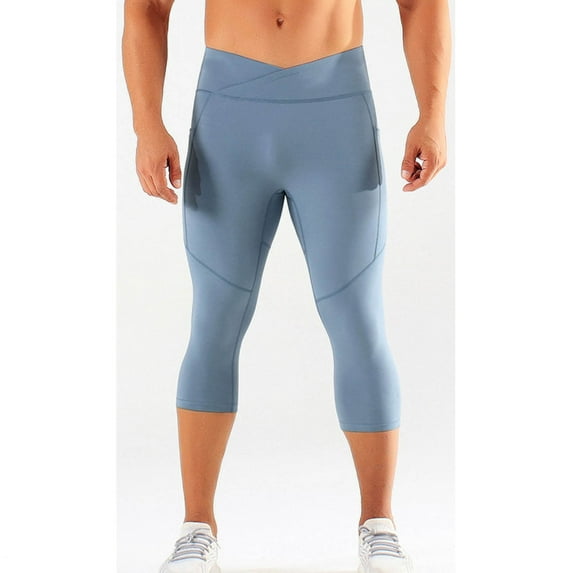 Ceisia Men's High-Waisted Yoga Leggings, Solid Color Elastic for Gift Fitness Running & Cycling Activities