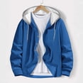 thumbnail image 1 of Ceisia Men's Hooded Button Down Jacket Waffle Knit Drawstring Hoodie With Chest Pocket Casual Long Sleeve Outerwear Coat Blue M Gift, 1 of 5