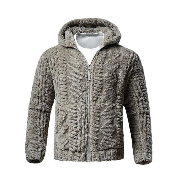 Ceisia Men's Hooded Thickened Warm Jacket Winter Casual Outerwear Gift Long Sleeve Zip Up Coat