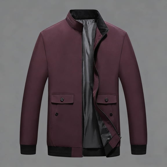 Ceisia Men's Stand Collar Casual Windbreaker Jacket, Navy & Black, Lightweight Outerwear for Daily Wear