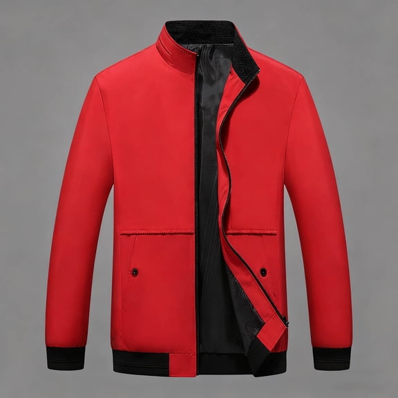 Ceisia Men's Stand Collar Casual Windbreaker Jacket, Navy & Black, Lightweight Outerwear for Daily Wear