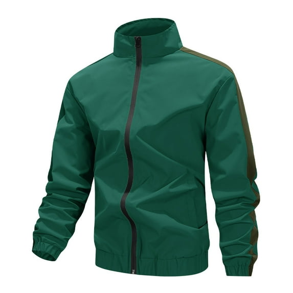 Ceisia Men's Hooded Waterproof Long Sleeve Jacket Casual Solid Color Loose Fit Gift Outerwear