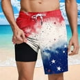 thumbnail image 1 of Ceisia Men's Independence Day Print Swim Trunks Elastic Waist Drawstring Pockets Built-in Lining Red M Gifts for Father, 1 of 6