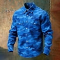 thumbnail image 1 of Ceisia Men's Long Sleeve Camo Print Shirt Vintage Slub Cotton Casual Button Down Lapel Collar Relaxed Fit Top Blue Gifts for Father L, 1 of 3