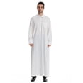 thumbnail image 1 of Ceisia Men's Long Sleeve Solid Color Robe Loose Fit Casual Full Length Thobe for Ramadan White S Gifts, 1 of 9