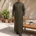 thumbnail image 1 of Ceisia Men's Long Sleeve Stand Collar Muslim Thobe Arabic Robe Traditional Religious Top Soft Breathable Lightweight Flowing Everyday Wear Gifts for Father Green M, 1 of 7