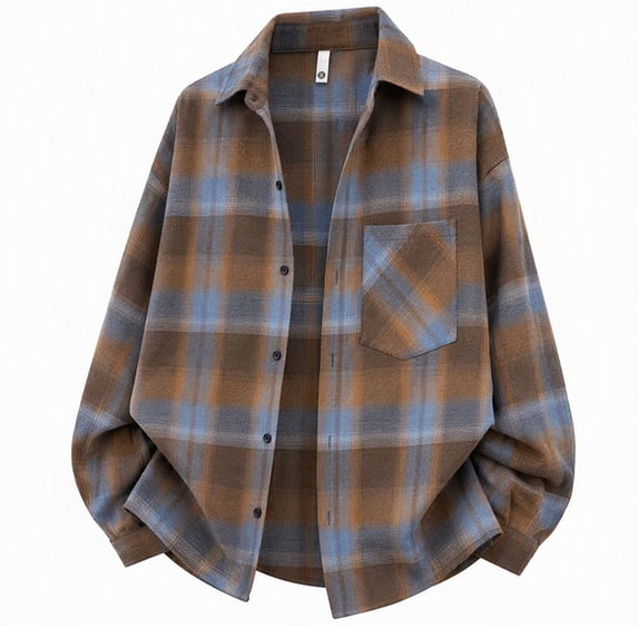 Ceisia Men's Loose Fit Plaid Button Down Long Sleeve Lapel Shirt Jacket Casual Overshirt With Chest Pocket Gift