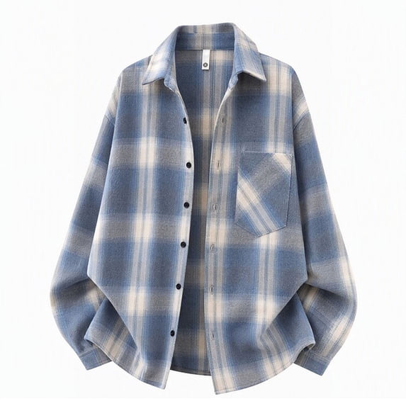 Ceisia Men's Loose Fit Plaid Button Down Long Sleeve Lapel Shirt Jacket Casual Overshirt With Chest Pocket Gift