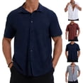 thumbnail image 1 of Ceisia Men's Loose Fit Short-Sleeve Casual Shirt Fine Grid Texture Button Turn-Down Collar Spring Summer Shirt Gift, 1 of 9