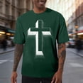 thumbnail image 1 of Ceisia Men's Loose Fit Short Sleeve T-Shirt 3D Cross Print Faith Theme Spring Summer Shirt Gift, 1 of 6