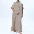 thumbnail image 1 of Ceisia Men's Middle Eastern Arabic Qatari Thawb Robe Standing Collar Short Sleeve Chest Pocket Metal Button Traditional Costume Gifts for Father, 1 of 7