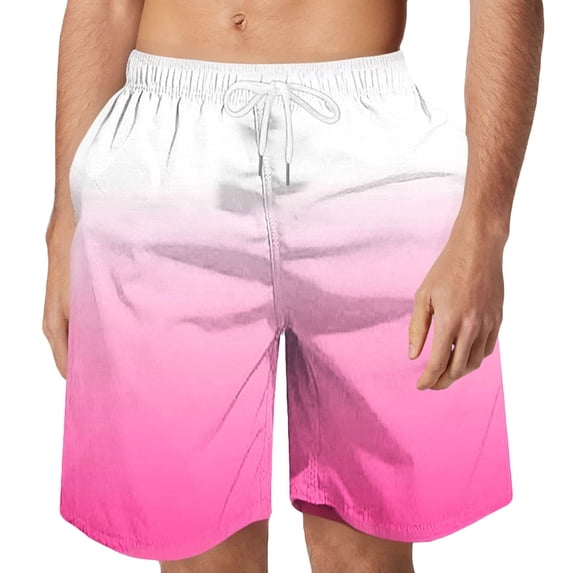 Ceisia Men's Ombre Gradient Board Shorts Quick Dry Beach Swim Trunks Summer Vacation Swimming Shorts Color Block Beachwear Surf Pants Pink XXL Gifts for Father