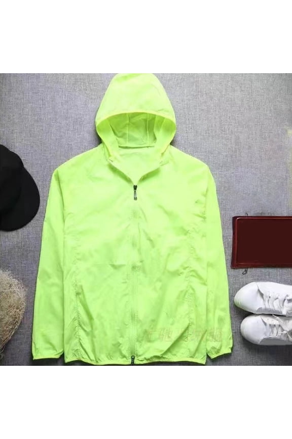 Men's Oversize Hooded Full-Zip Lightweight Portable Sun-Protective Nylon Jacket Gift