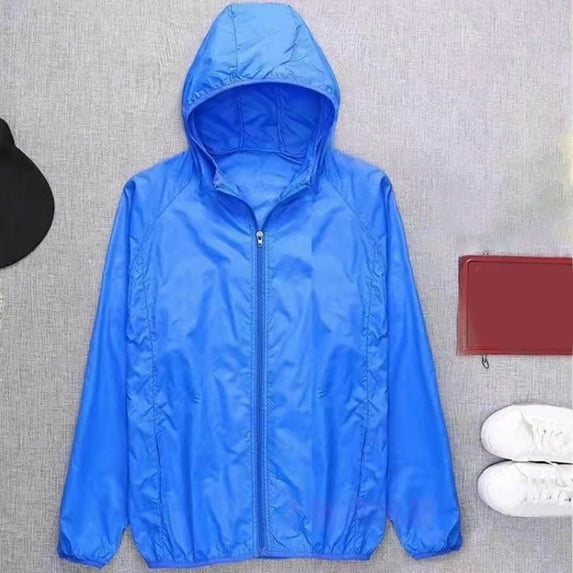 Ceisia Men's Oversize Hooded Full-Zip Lightweight Portable Sun-Protective Nylon Jacket Gift