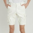 thumbnail image 1 of Ceisia Men's PU Leather Shorts Elastic Waist Rave Pants Zipper Men Sexy Shorts with Pockets for Club Party Gifts for Father White 2X, 1 of 4