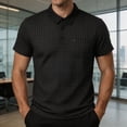 thumbnail image 1 of Ceisia Men's Plaid Checkered Short Sleeve Polo Shirt With Chest Pocket Black S Gift, 1 of 8