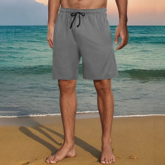 Ceisia Men's Pockets Drawstring Elastic Waist Button Sleep Lounge Shorts Casual Home Pajama Bottoms Gifts for Father Gray 3X