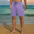 thumbnail image 1 of Ceisia Men's Pockets Drawstring Elastic Waist Button Sleep Lounge Shorts Casual Home Pajama Bottoms Gifts for Father Purple 1X, 1 of 6