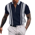 thumbnail image 1 of Ceisia Men's Polo Shirt | Slim Fit Half-Zip Short Sleeve Striped Polo | Color-Block Design (Multiple Colors) Gift, 1 of 4