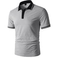 thumbnail image 1 of Ceisia Men's Polo Shirt | Slim Fit Short Sleeve Checkered Embossed Polo | Stretch Breathable Contrast Trim (Multiple Colors) Gift, 1 of 3