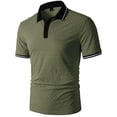 thumbnail image 1 of Ceisia Men's Polo Shirt | Slim Fit Short Sleeve Checkered Embossed Polo | Stretch Breathable Contrast Trim (Multiple Colors) Gift, 1 of 3