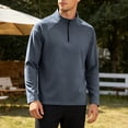 thumbnail image 1 of Ceisia Men's Quarter Zip Stand Collar Pullover Long Sleeve Casual Solid Color Breathable Athletic Top Dark Gray XXL Gift, 1 of 5